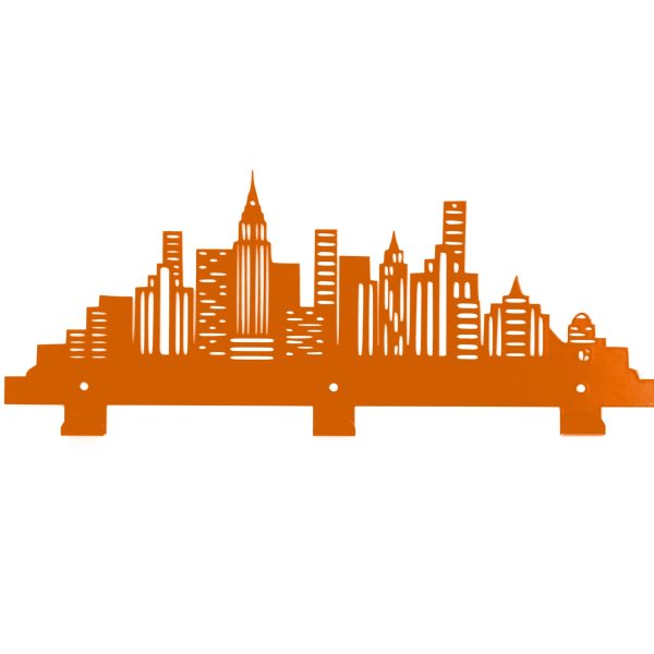 Appendiabiti *New York Skyline" da parete in acciaio verniciato