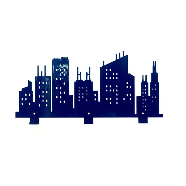 Appendiabiti "City Skyline" da parete in acciaio verniciato